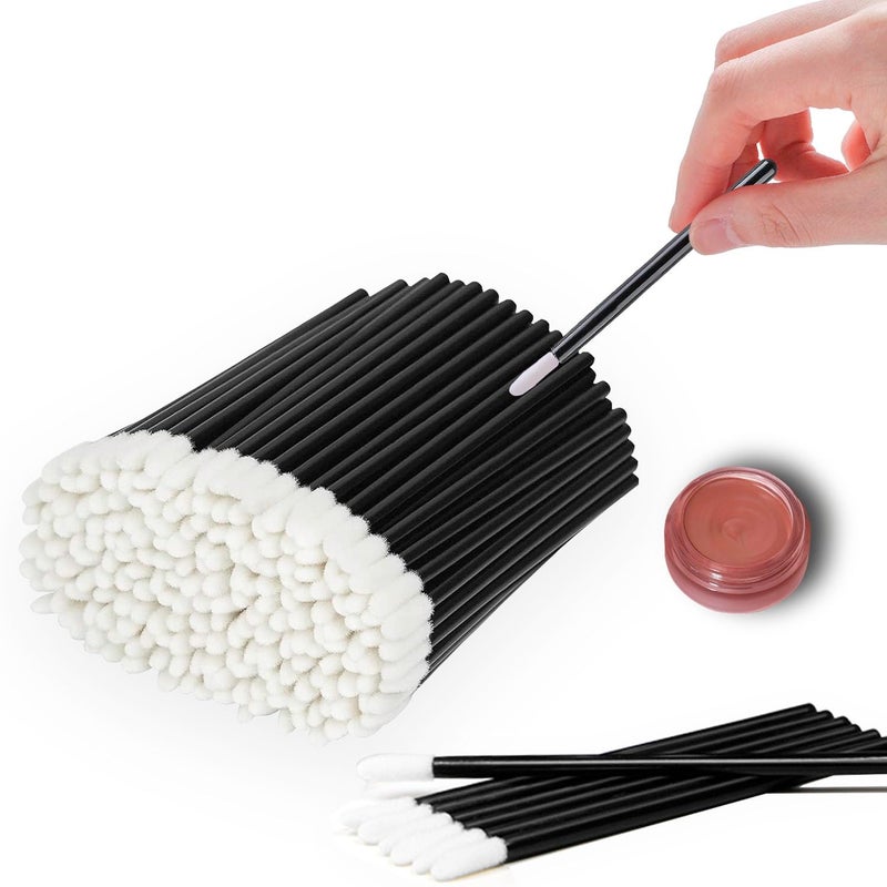 ELESDA 100PCS Lip Applicators Disposable, Lips Wands Lip Brush Applicator Lipstick Brush Lip Gloss Applicator Mascara Brush Makeup Tool, Black - Image 1